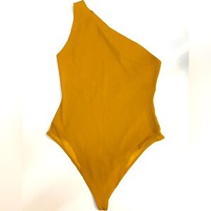 Athleta One Shoulder One Piece Bathingsuit Small Golden Yellow Beach Swim Travel